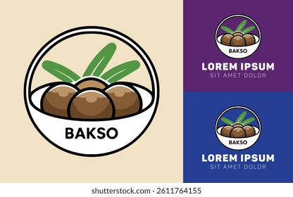 Delicious Bakso Cartoon Icon Logo in Simple Style
