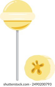 Delicious banana lollipop isolated on white