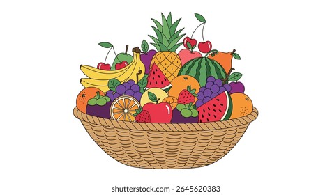 A Delicious Basket Overflowing With Fresh Exotic Fruits