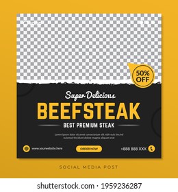 Delicious beef steak social media promotion template