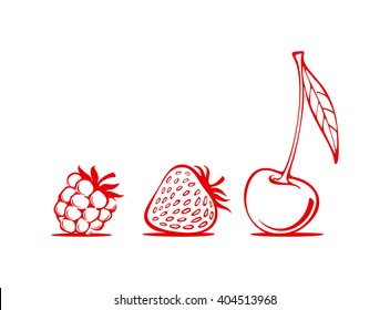 delicious berries, raspberry, strawberry, cherry
