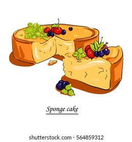 Delicious berry pie with a slice. Unforgettable dessert