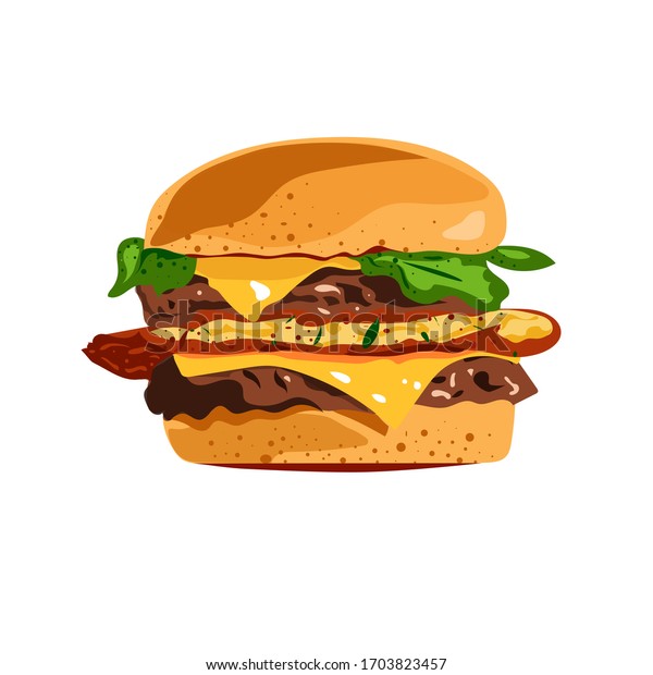 Delicious Big Cheeseburger Vector Illustration Stock Vector Royalty Delicious Big Cheeseburger Vector Illustration Stock Vector Royalty