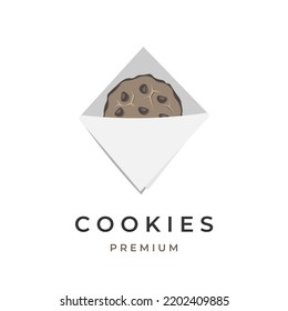Delicious big chocolate chip cookies vector illustration logo