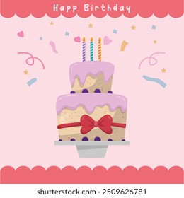 Delicious Birthday Cake with Colorful Frosting and Candles