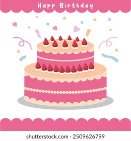 Delicious Birthday Cake with Colorful Frosting and Candles