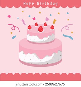 Delicious Birthday Cake with Colorful Frosting and Candles