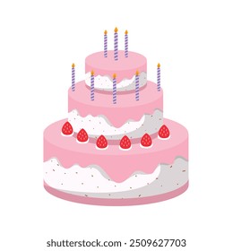 Delicious Birthday Cake with Colorful Frosting and Candles