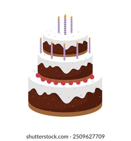 Delicious Birthday Cake with Colorful Frosting and Candles