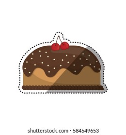 Delicious birthday cake icon vector illustration graphic design