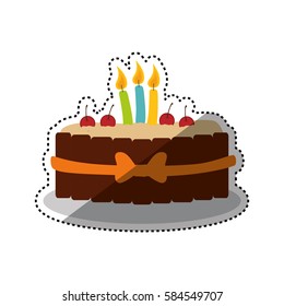 Delicious birthday cake icon vector illustration graphic design