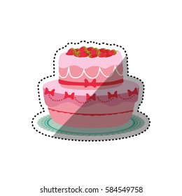 Delicious birthday cake icon vector illustration graphic design