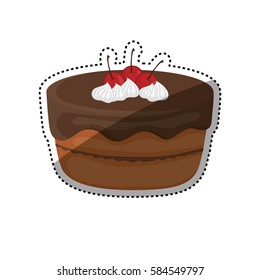 Delicious birthday cake icon vector illustration graphic design