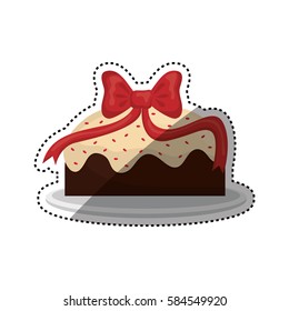Delicious birthday cake icon vector illustration graphic design