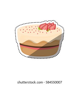 Delicious birthday cake icon vector illustration graphic design