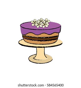 Delicious birthday cake icon vector illustration graphic design