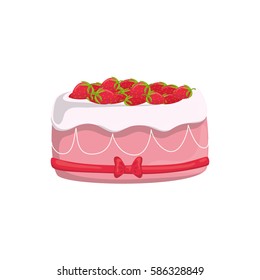 Delicious birthday cake icon vector illustration graphic design