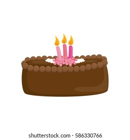 Delicious birthday cake icon vector illustration graphic design
