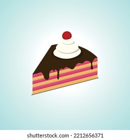 a delicious birthday cake slice with  whipped cream and chocolate