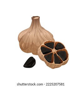 Delicious black garlic isolated on white background. Package design element with cutting path. Vector eps 10., perfect for wallpaper or design elements