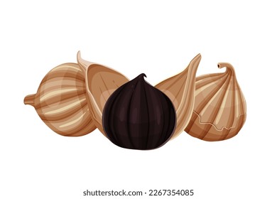 Delicious black garlic isolated on white background. Package design element with cutting path.Vector eps 10., perfect for wallpaper or design elements