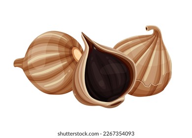 Delicious black garlic isolated on white background. Package design element with cutting path.Vector eps 10., perfect for wallpaper or design elements