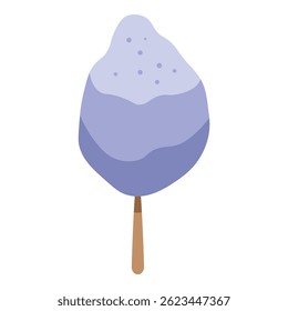 Köstliche blaue Zuckerwatte auf einem Stock, die an einem Sommerkarneval genossen wird