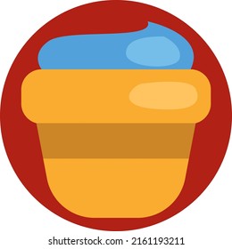 Delicioso quequito azul, ilustración, vector sobre un fondo blanco.