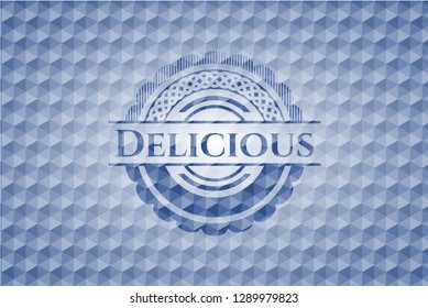 Delicious blue emblem with geometric pattern.