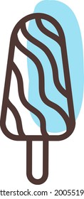 Köstliches blaues Eis auf Stick, Illustration, Vektorgrafik auf weißem Hintergrund.