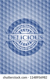 Delicious blue polygonal badge.