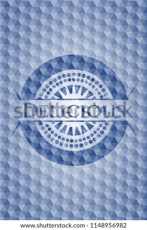 Delicious blue polygonal badge.
