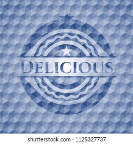 Delicious blue polygonal emblem.