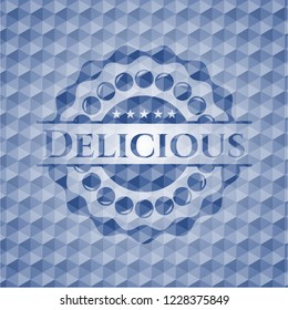 Delicious blue polygonal emblem.