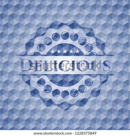 Delicious blue polygonal emblem.