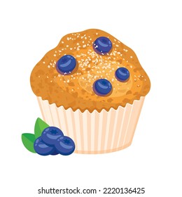 Delicioso vector de ícono de Blueberry Muffin. Vector de ícono de muffin de arándano fresco aislado en un fondo blanco