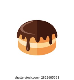Delicious Boston Cream Pie Vector Illustration with Chocolate Glaze and Custard Filling on White