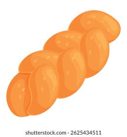 Delicious braided challah bread loaf lying on white background