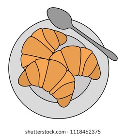delicious bread croissant in dish bakery