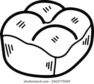El delicioso pan y cupcakes ilustraciones dibujadas a mano en estilo de arte de línea