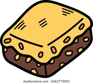 The Delicious bread and cupcakes Hand drawn illustrations in line art style