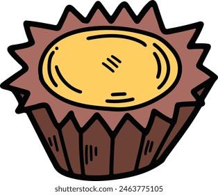 The Delicious bread and cupcakes Hand drawn illustrations in line art style