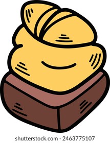The Delicious bread and cupcakes Hand drawn illustrations in line art style