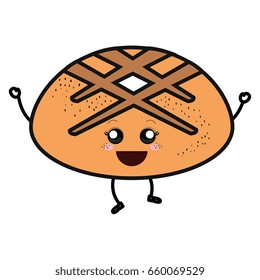 delicious bread isolated kawaii character