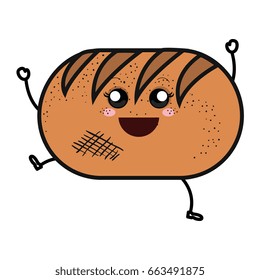 delicious bread isolated kawaii character