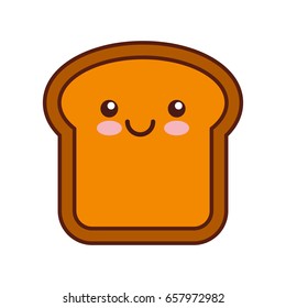 delicious bread slice kawaii character