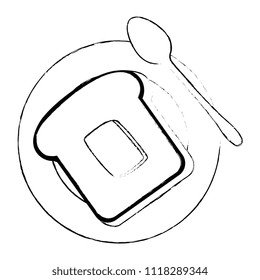 delicious bread sliced in dish and spoon
