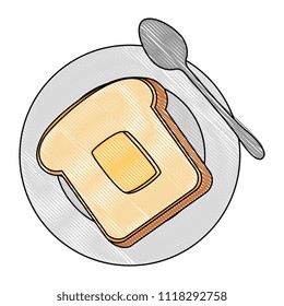 delicious bread sliced in dish and spoon