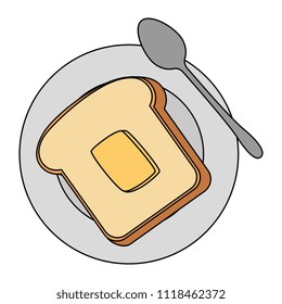 delicious bread sliced in dish and spoon