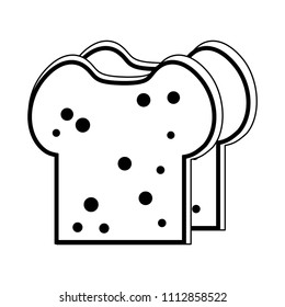 Delicious bread slices in black and white colors